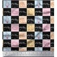 thumbnail image 1 of Soimoi Black Poly Georgette Fabric Text & Cat Animal Printed Fabric 1 Yard 52 Inch Wide, 1 of 5