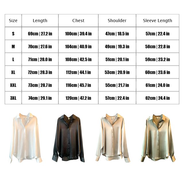 Chemise Boutonnée Style Décontracté pour Femmes Chemises à Boutons de Voyage Femme Randonnée Travail Réunion Polyester Blouse à Revers Manches Longues Vêtements Vêtements Blanc P