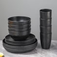 thumbnail image 1 of CaiYueKe Wheat Straw Dinnerware Set of 16 Shatterproof Plates Bowls Cups Microwave Dishwasher Safe Reusable Eco Friendly Plastic Tableware for Kitchen Home Use, 1 of 7