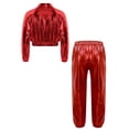 thumbnail image 2 of Doomiva Boys' Girls' Modern Jazz Cheer Performance Set Hip Hop Street Dance Clothes 2-Piece Red 16, 2 of 5
