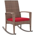 thumbnail image 1 of Outsunny Chaise Berçante d'Extérieur en Rotin PE avec Coussin Rouge Vin, 1 of 10