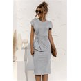 thumbnail image 1 of Nouvelle Robe Décontractée pour Femme à Manches Courtes, Ajustée, Torsadée, Passe-Partout, Couleur Unie, Robe Midi Aguichant de Bureau, Robe pour Dame, Robes pour Femme, 1 of 2