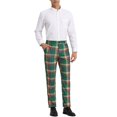 thumbnail image 2 of INSPIRE CHIC Work Pants for Men Plaid Business Formal Prom Checked Trousers 34 Green Red, 2 of 7