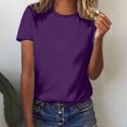 thumbnail image 2 of Yuyuzo Hauts pour Femmes T-Shirts à Manches Courtes T-Shirts à Col Rond T-Shirts Couleur Unie T-Shirts Amples Hauts Blouses, 2 of 5