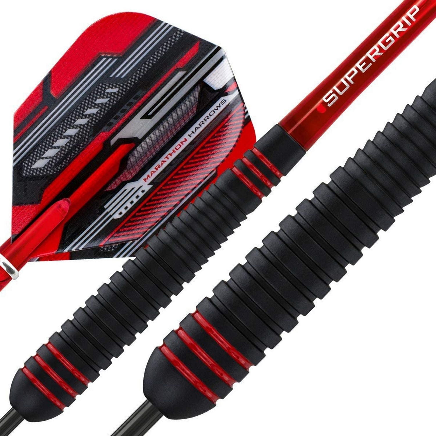 Harrows Ace Rubber Grip Steel Tip Brass Darts, 24 g, with Supergrip Shafts and Marathon Flights