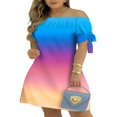 thumbnail image 3 of MesaSe Robe d'Été à Imprimé Floral pour Femmes, Robe Mini à Rayures à Épaules Dénudées, Robe Décontractée Ample avec Nœud, Mode Urbaine TTG, 3 of 5