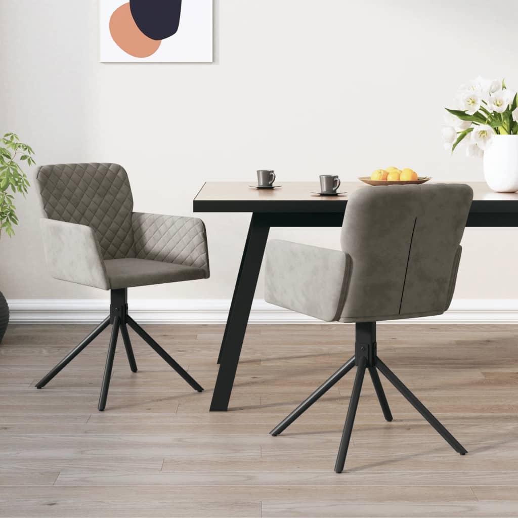 vidaXL Swivel Dining Chairs 2 pcs Light Grey Velvet