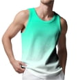 thumbnail image 2 of Sentmoon Mens Tank Tops Summer Sleeveless Crew Neck Mens Workout Shirts Gradient Color Loose Fit Plus Size Running Mens Casual Shirts Hawaii for Layering Under Shirts Green L, 2 of 8