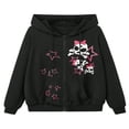 thumbnail image 1 of Zip Up Coat for Women  featuring Skull and Star Pattern  Hooded Sweatshirt Jacket, 1 of 6