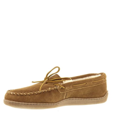 Minnetonka Men's Sheepskin Hardsole Moccasin Slippers 12 W Tan