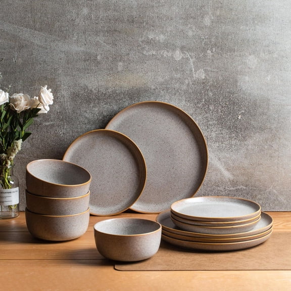 Home Trends Oat Speckle Grès 12 Pièces Table Set
