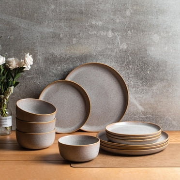 Home Trends Oat Speckle Stoneware 12-Piece Dinnerware Set