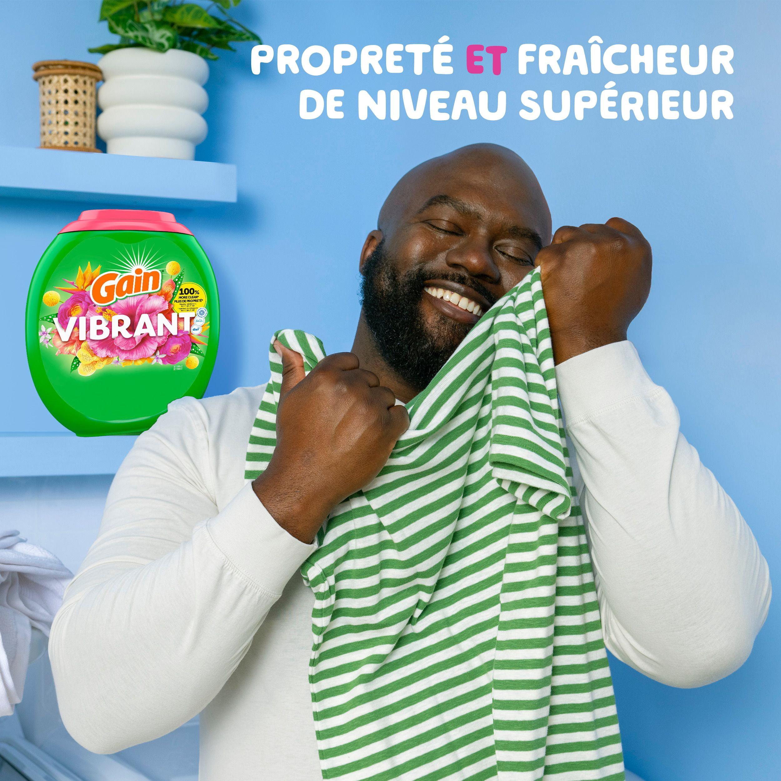 Capsules de détergent à lessive Gain Super Flings, 9 unités, Vibrant, irrésistiblement propre et frais