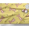 thumbnail image 2 of Soimoi Yellow Poly Georgette Fabric Footprints & Mouse Kids Print Sewing Fabric Yard 52 Inch Wide, 2 of 5