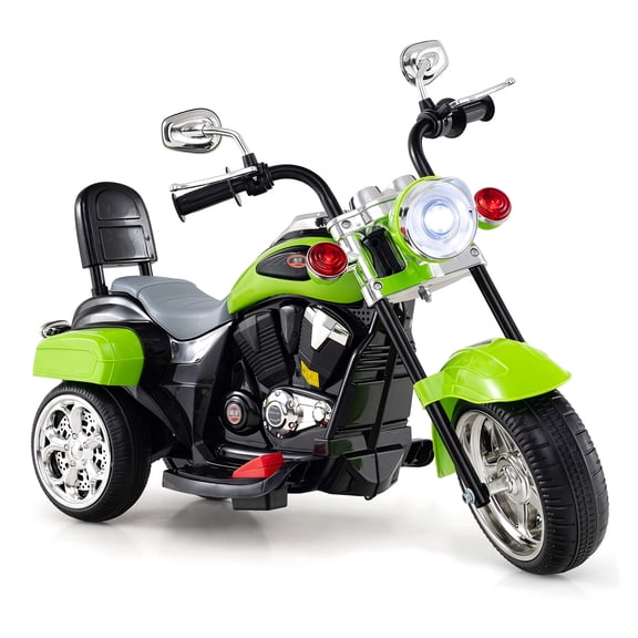 Costway 6V Kids Ride On Chopper Motorcycle 3 Wheel Trike with Headlight and Horn Green