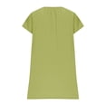 thumbnail image 5 of Liquidation d'Été 2025! Robe pour Femme Grande Taille, Liquidation de Robes d'Été pour Femmes, Robe Décontractée Unie pour Femme à Manches Courtes, Col en V, Coupe Régulière, Plissée, Multicolore, Coupe Droite, 5 of 5