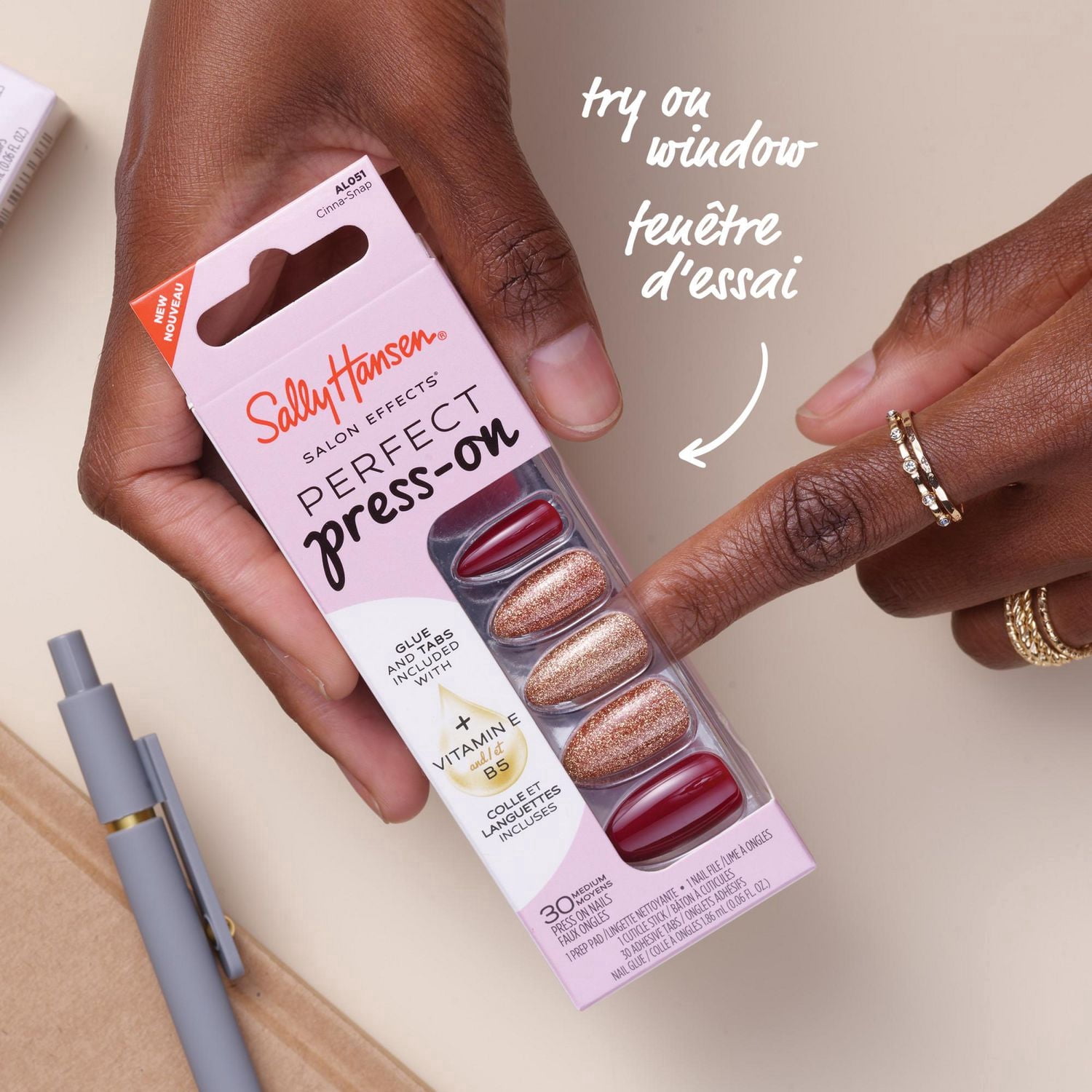 Faux ongles à coller Salon Effects Perfect Press Ons, Manucure sans danger, Faciles à appliquer