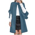thumbnail image 2 of Lovzfmll Manteau Trench en Laine pour Femme, Revers Cranté Mode avec Poches à Rabat Bleu, 2TG, 2 of 3