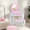 thumbnail image 2 of Costway Vanity Makeup Dressing Table Chair Set Wooden W/ Mirror Drawer, 2 of 10