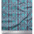 thumbnail image 1 of Soimoi Polyester Crepe Fabric Damask Ethnic Decor Fabric Printed Yard 52 Inch Wide, 1 of 3