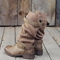 thumbnail image 4 of Autumn Winter Women Square Heel Low Heel Mid Tube Belt Buckle Sock Boots, 4 of 4
