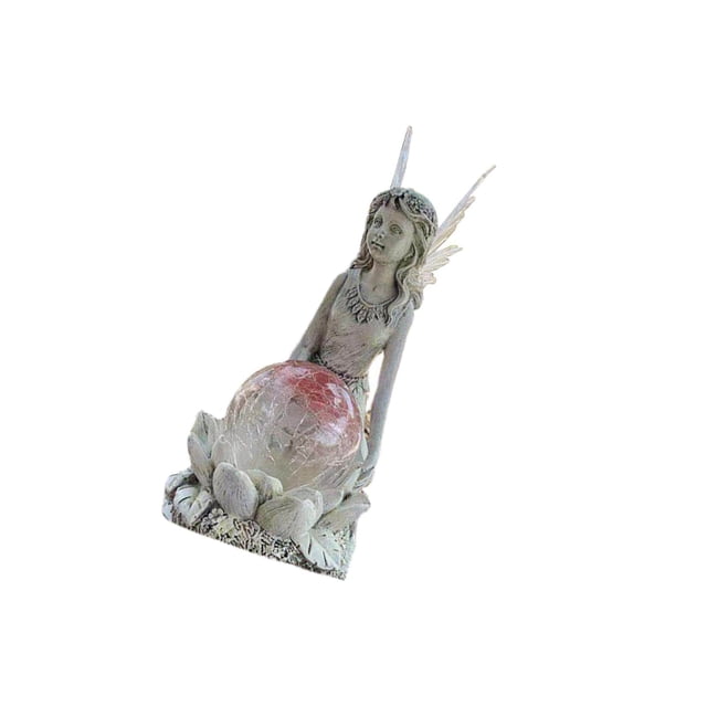 facefd Statue de Fée Solaire à DEL pour Jardin Figurine en Résine Art pour Pelouse Intérieur Extérieur
