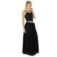 thumbnail image 3 of Bimba Jupe Longue Maxi Noire pour Femmes Style Tulipe Bas Boho en Georgette, 3 of 7
