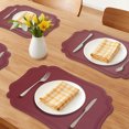 thumbnail image 2 of Solid Placemats Set of 6 Leather Placemats for Kitchen Dining Table Decor Washable Heat Resistant Table Placemats Sturdy Table Mat Wine Red 17.7*11.8inch, 2 of 6