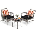 thumbnail image 2 of Costway Ensemble de Mobilier de Patio en Rotin PE 3 Pcs avec Dossier Réglable à 5 Niveaux Ensemble Bistro, 2 of 10