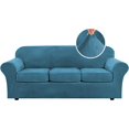thumbnail image 1 of 4 Pieces Thick Velvet Sofa Covers Couch Covers for 3 Cushion Couch Sofa High Stretch Slipcovers Furniture Protector Form Fit Luxury Couch Cover for Dogs Width Up to 90 Inch, 1 of 7