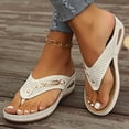 thumbnail image 2 of Womens Wedge Orthopedic Flip Flops Slides Sandals for Plantar Fasciitis Comfortable Walking Dress Slip on, 2 of 7