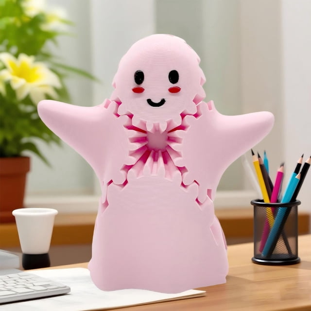 3D Printed Ghost Gear Toy, Cute Ghost Shaped Fidget Cube, Unique Collectible for All Ages