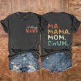 thumbnail image 1 of Meichang Hauts d'Été Décontractés pour Femmes T-Shirts Graphiques à Lettres Double Face Garçon Mama Ma Mama Mom Bruh Chandails Tees Manches Courtes Col Rond Hauts Gris Foncé TTG, 1 of 3