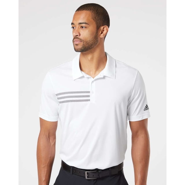 Adidas Mens 3-Stripes Chest Polo, M, WhiteBlack