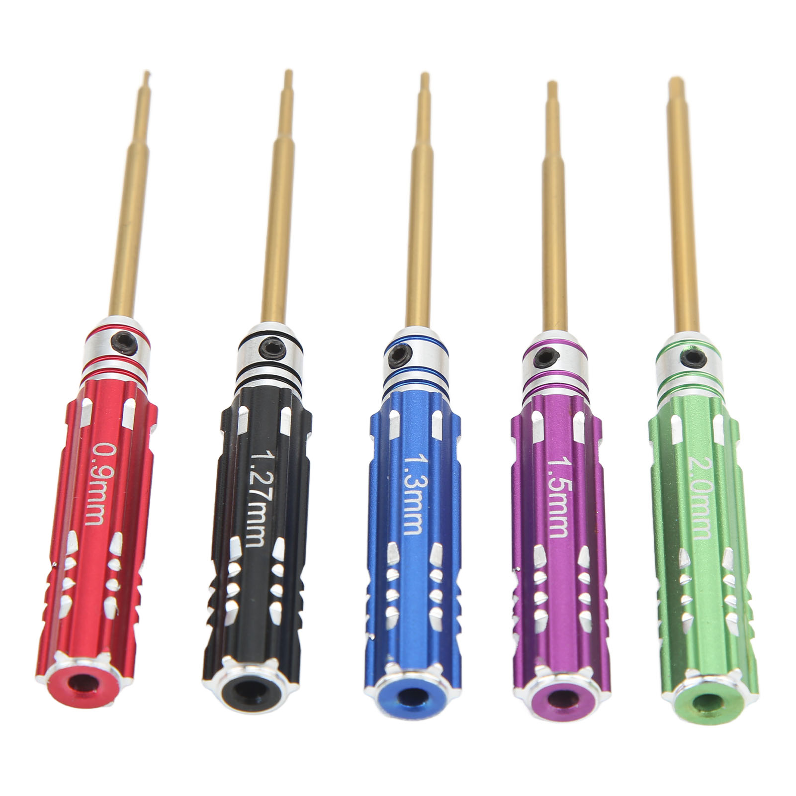 RC Screwdriver Set, 5pcs Steeel RC Screwdrivers 0.9mm 1.27mm 1.3mm 1.5mm 2.0mm Steel Hex Screw Driver With Non Slip Handle For RC Hobbies