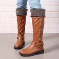 thumbnail image 4 of Dakaela Women's Knee High Boots Comfort Buckle Riding Combat Boot Round Toe Long Tall Fall Winter Shoes, 4 of 6