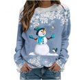 thumbnail image 1 of Femmes Pulls- Pull- Épaule Drop Col Rond Manches Longues Noël Tricot Sweat-Shirts Floraux Décontractés Tops pour Automne/printemps/hiver Rouge L, 1 of 6