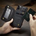 thumbnail image 3 of CaseMe Back case Card Slot Retro Matte Synthetic Leather Wallet Zipper Stand Cover for iPhone 13 Pro Max (Black), 3 of 9
