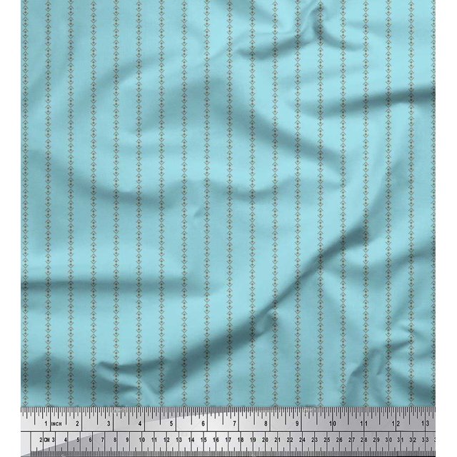 Soimoi Satin Silk Fabric Square & Plus Sign Shirting Decor Fabric Printed Yard 42 Inch Wide