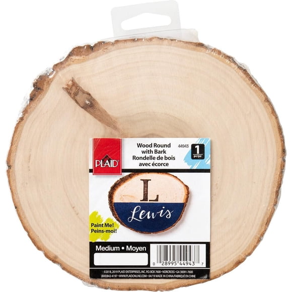 Plaid Wood Surfaces, Wood Round With Bark
