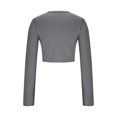 thumbnail image 4 of Yuyuzo Hauts de Sortie pour Femmes Chandails à Manches Longues Col Rond Crop Top Décontracté Ajusté T-Shirts Basiques, 4 of 5