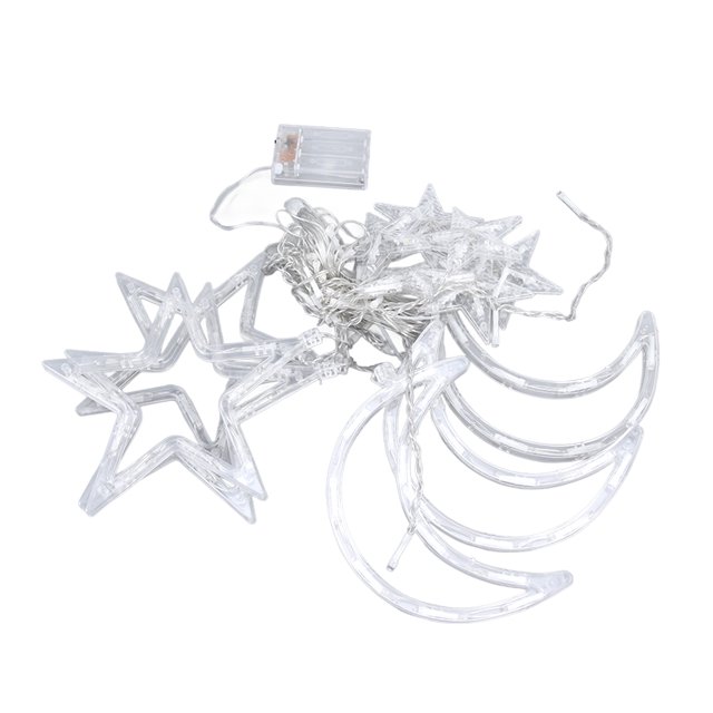 Curtain String Lights, Romantic Ambience 126 LED Battery Powered Length 3 Meters Star Moon Curtain String Lights For Restaurants For Gardens For Terraces