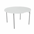 thumbnail image 1 of Lifetime 48-Inch Round Light Commercial Fold-In-Half TableFeatures a 48" round molded tabletop (white granite) with a round folding frame (gray)., 1 of 8