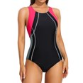 thumbnail image 1 of BeautyIn Women's One Piece Swimsuits Wide Shoulders Bathing Suit Color Blocked, 1 of 6