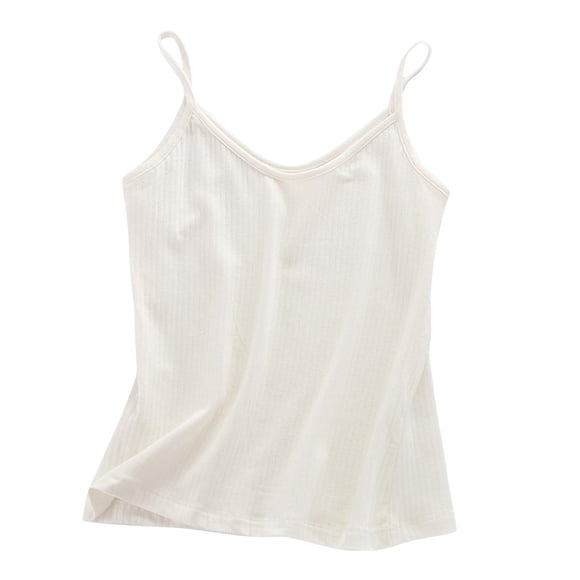 Staron Liquidation Camisoles pour Femmes Camisole Sans Manches T-Shirts Basiques Col en V Cami à Bretelles Spaghetti Débardeur Chemise Ample Blouses d'Été Blanc P