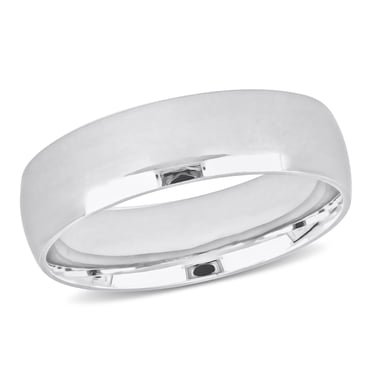Men's 6mm Polished Finish Wedding Band in 14k White Gold