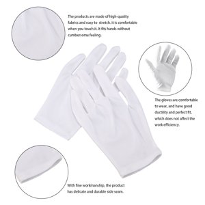 AMERTEER Gants de protection en nylon léger Manipulation de film Gants - 8 Paires/ensembles (blancs)
