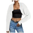 thumbnail image 1 of Women's Long Sleeve Open Front Ribbed Knit Crop Cardigan Loose Drop Shoulder Solid Sweater Top, 1 of 5