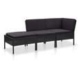thumbnail image 1 of vidaXL 3 Piece Garden Lounge Set with Cushions Poly Rattan Black, 1 of 5