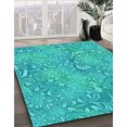 thumbnail image 3 of Ahgly Company Tapis d'Intérieur Ronds de Style Transitionnel Lavables à la Machine, Vert Turquoise Foncé, 6 Pieds Rond, 3 of 7